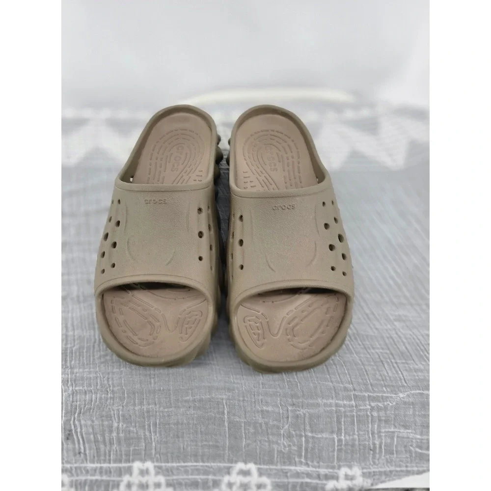 Crocs Echo Slide Khaki Tan Sandal Mens 9 Womens 11 208170-260 Comfort Mule